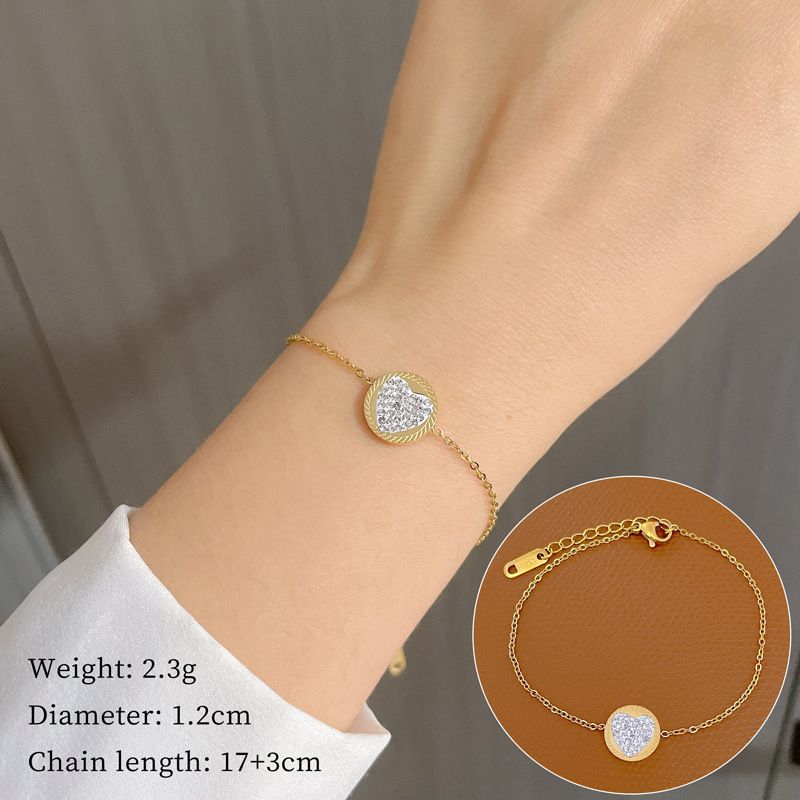Ganzkörper 【 Titanstahl 】 Liebe Volldiamant-Set mit einzigartiger und einfacher Persönlichkeit, echte Goldkette im Wind 【 】 Persönlichkeit,_voghion.com