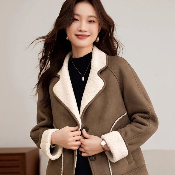 2025 Autumn Winter New Lamb Wool Coat For Women, Age-Reducing, Warm Suede Thickened Sheepskin Fashion Top_voghion.com