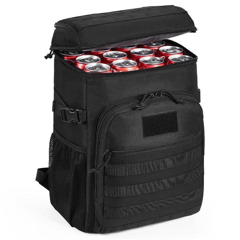 Cooler Bag, 25L Insulated Lunch Bag With Molle Design And Multi-Pocket, 600D Cooler Lunch Box With Removable Storage Bags, Soft Cooler For Office, Picnic, Hiking, Beach Or Beverage, Black_voghion.com