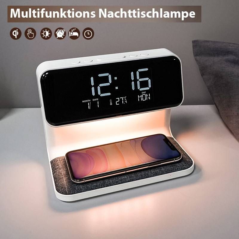 Drahtlose Ladegerät, Schreibtisch Lampe, Wecker, 3-in-1 Handy Drahtlose Ladegerät, schnelle Lade Desktop Uhr, Multi-funktion Nacht Licht_voghion.com