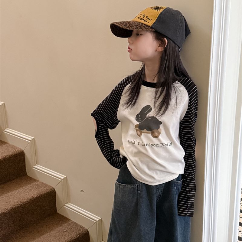 Toddler Girls Clothing Girls Long Sleeved T Shirt New Striped Sleeve Top Bottoming Shirt Trend_voghion.com