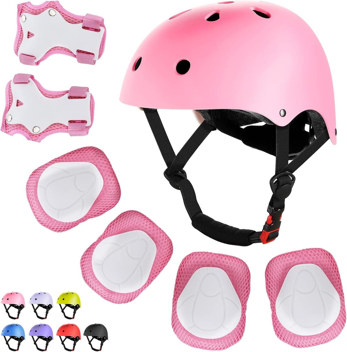 WayEee Skateboard Knee Pads, Pad Protective Gear Set Adjustable Girls Kids 3-10 Helmet Elbow Pads Wrist Guards For Sport_voghion.com