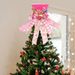 Opvouwbare kerstboomtopper met strik - Peperkoekmannetje, roze/blauw/rood, compacte opbergruimte, feestelijke boomversiering_voghion.com