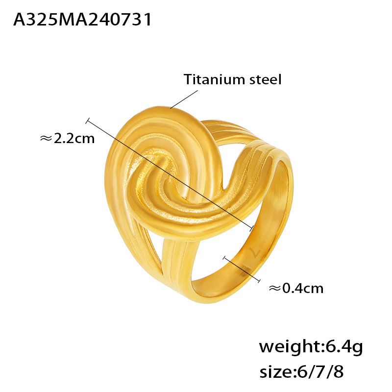 Anello a strisce intrecciate, design retrò, gioielli in acciaio al titanio_voghion.com