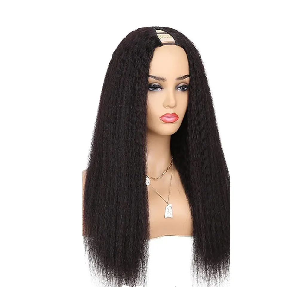 V Part Wig Human Hair Kinky Straight Wigs for Women Brazilian Yaki Straight Clip in Wigs Remy Hair_voghion.com