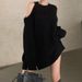 Lazy Style High-End Semi High Woolen Dress For Women In Autumn And Winter, Loose Mid To Long Style, Off Shoulder Hanging_voghion.com