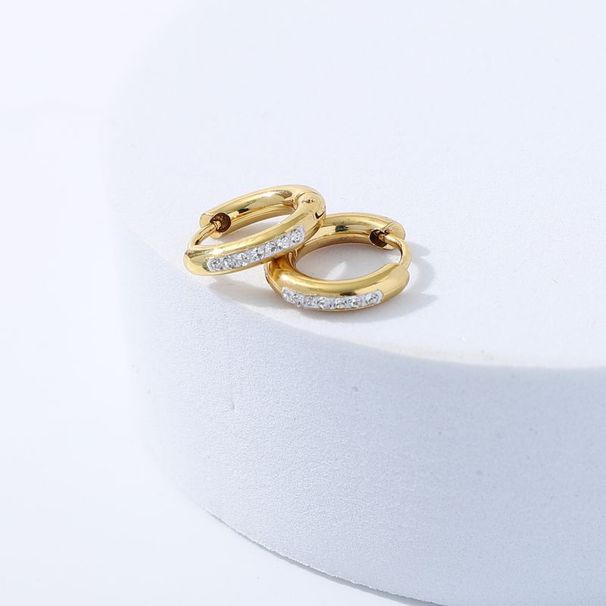 Cross-Border Same Style Women's Titanium Hoop Earrings With Rhinestones Fashion Simple Accessories Stainless Steel Ear_voghion.com