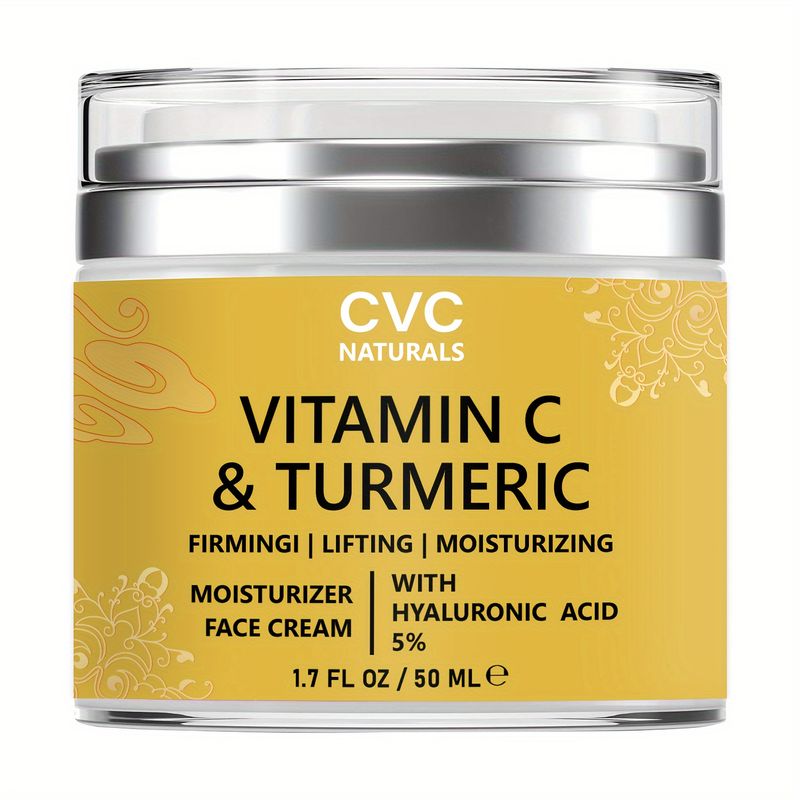 C-vitamiini ja kurkumi näokreem, 1,7 FL.OZ/50 ML, pinguldav niisutaja 5% hüaluroonhappega, pinguldav ja tõstev valem, heledab nahatooni_voghion.com