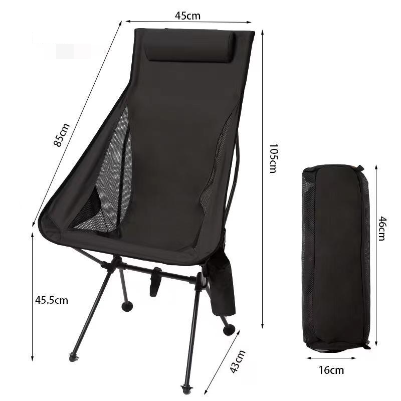 Outdoor Camping Aluminum Alloy Moon Chair Outdoor Folding Fishing Chair Cup Bag With Pillow Three Colors Optional Sketch Camping Chair_voghion.com