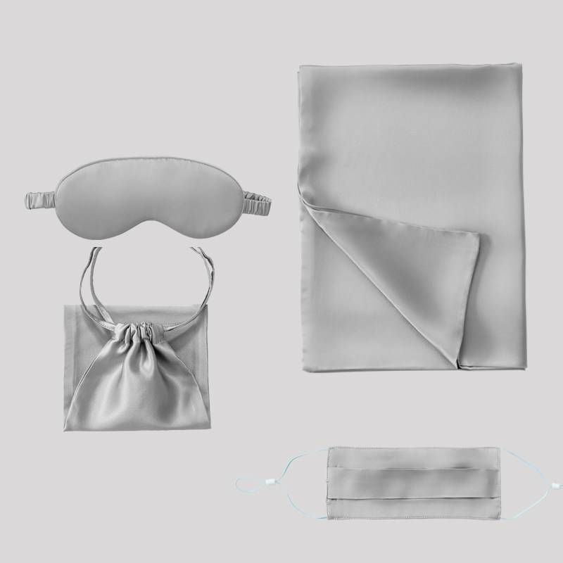 Travel Sleep Set - Silk Pillowcase, Eye Mask & Scarf (100% Mulberry Silk Hypoallergenic Anti-Wrinkle & Hair Care Perfect Gift For Her/Him)​_voghion.com