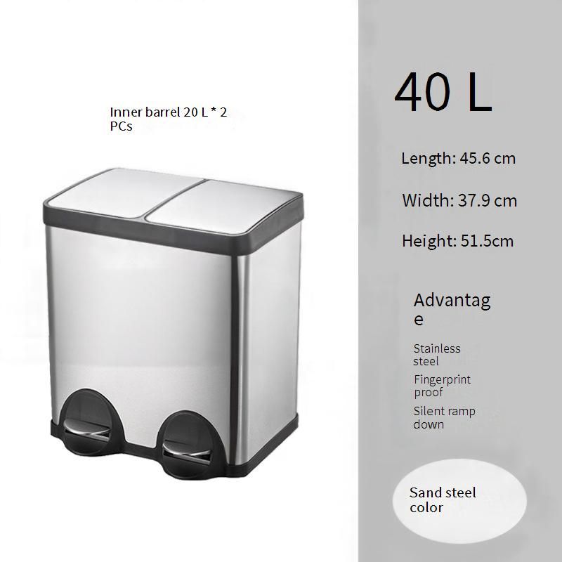Stainless Steel Step Trash Bin – Heavy-Duty Foot Pedal Design, 40L/60L Capacity, Square Kitchen/Office Waste Container (Non-Imported)​_voghion.com