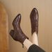 French Retro Pointed Toe Mid-Heel Short For Women, Autumn And Winter Genuine Leather Martin Ankle Boots, Chunky Heel_voghion.com