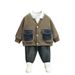 Outfit primavera autunno 2025 Nuovi vestiti alla moda per bambini con colletto rovesciato e patchwork di denim per ragazzi casual_voghion.com