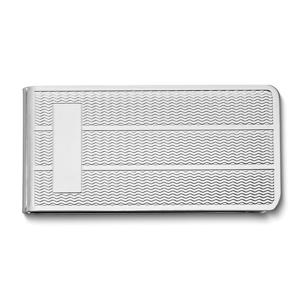 Silver-tone Textured Pattern Money Clip With Engraving Area_voghion.com