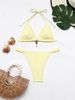 GraceChic GraceChic European And American New Style Swimsuit For Women, High-End Solid Color Sexy Halter Bikini, Hollow Out Set, Beach_voghion.com