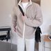 Men's Double Zipper Contrast Color Knit Sweater | Loose Fit Stand Collar Thickened Cardigan | Casual Winter Pullover_voghion.com
