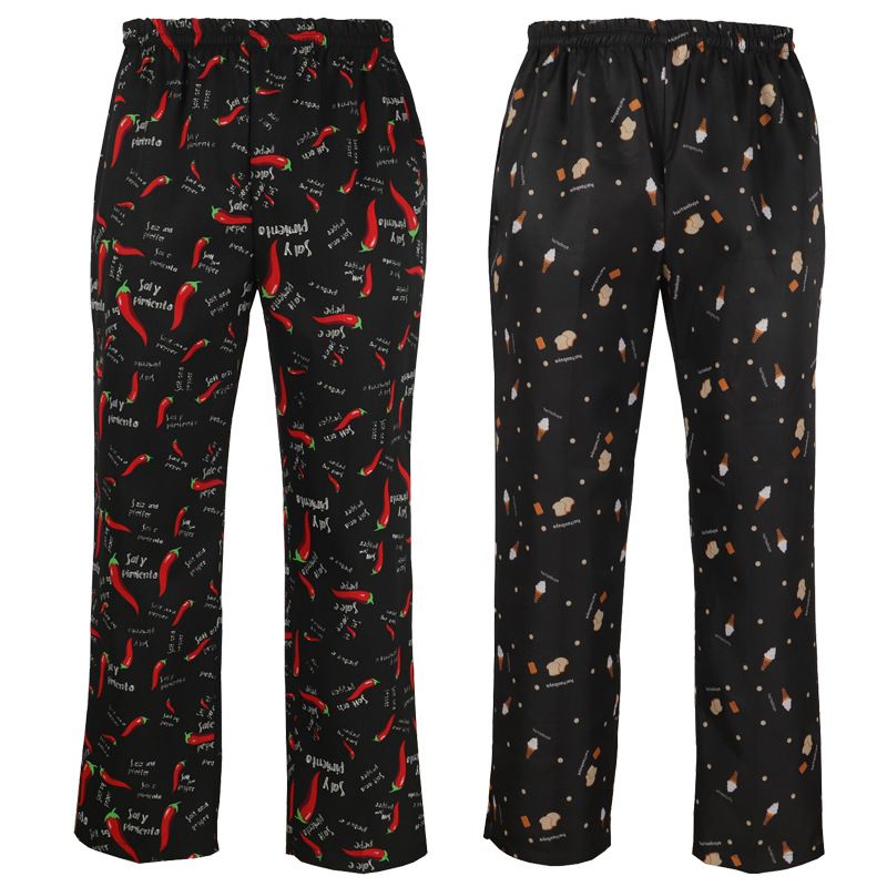 Herrenbekleidung Version Hotel Arbeitskleidung Restaurant Eismesser und Gabel kleiner Pfeffer voll elastische Kochhose_voghion.com