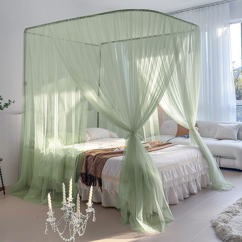 Fairy New U-Shaped Guide Rail Track Mosquito Net Thickened Telescopic Stainless Steel Bracket Three-Door Floor Princess_voghion.com