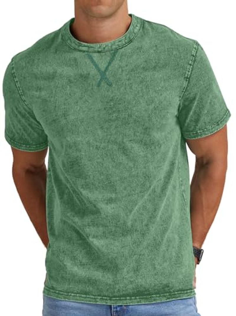 T-shirts pour hommes en coton, col rond, manches courtes, style vintage, décontracté, coupe ajustée, été_voghion.com