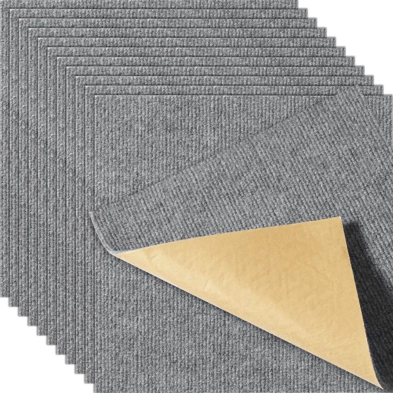 Tiles Peel Install Tiles Squares Carpet 12' X Padded Self Carpet Soft Stick Be 12' Carpet DIY Easy For And Adhesive Floor Tile_voghion.com