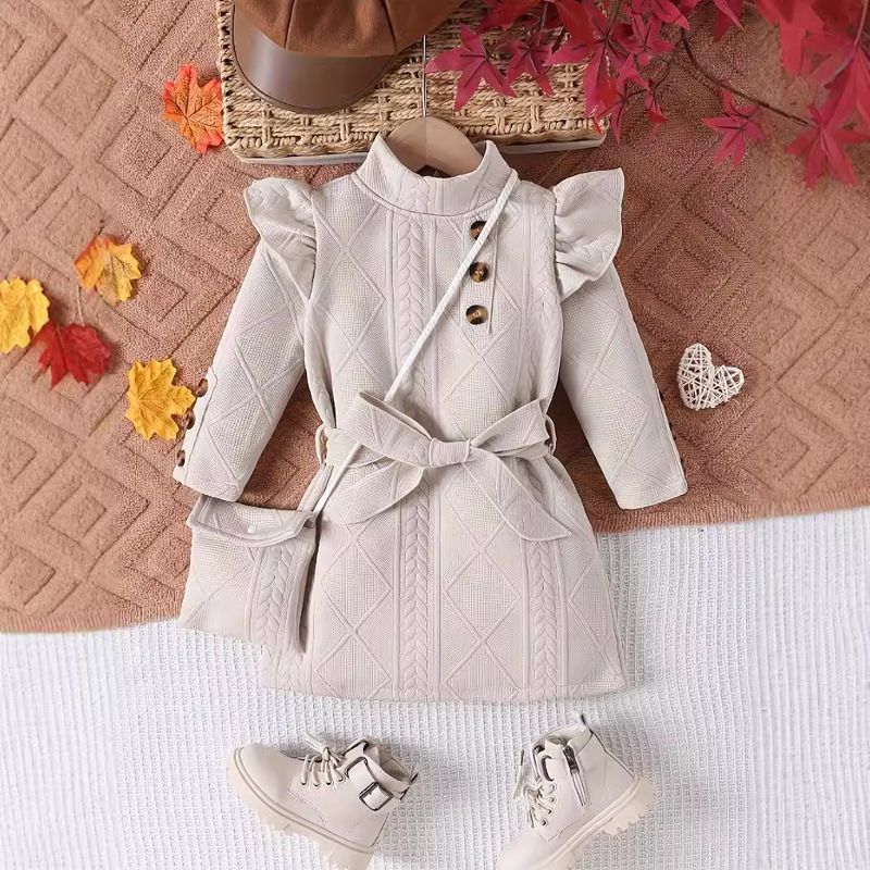 Abito da principessa senza maniche con trama e borsa staccabile per bambine (2-7 anni)_voghion.com