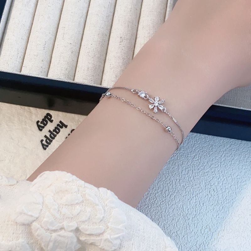 Fashionable Cherry Blossom Double-layer Bracelet For Girls, Light Luxury, Niche, Exquisite, High-end, Minimalist Design,_voghion.com