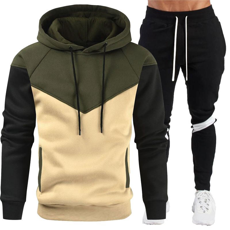 2024 Autunno/Inverno colorato casual sportivo set con tasca cucita laterale felpa con cappuccio per giovani_voghion.com