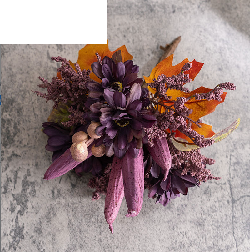Wholesale fake flowers three wood dew wind okra bunch INS style artificial flowers home decoration cross-border wedding CL62002_voghion.com
