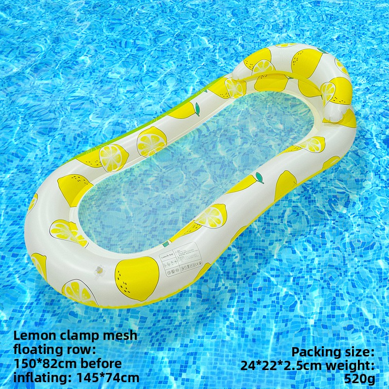 Eco-Friendly PVC Inflatable Lounge Chair With Glitter Mesh & Pillow - Single Person Floating Bed For Pool & Beach (150cm Quick-Dry Portable Design)​​_voghion.com