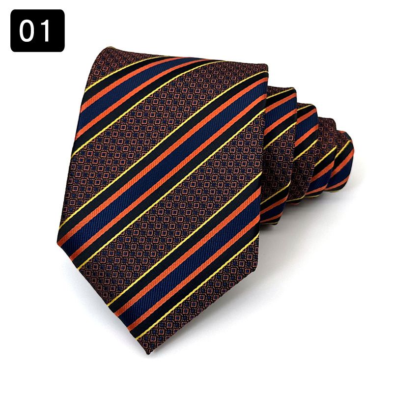 New striped trendy men's formal wear for business, leisure, fashion, floral splicing, contrasting color pattern tie_voghion.com