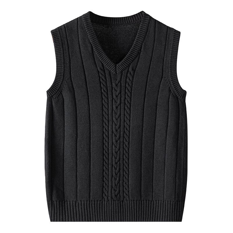 Herrenbekleidung Reines Baumwollgarn Herren Strickweste Kein Pilling Keine statische Elektrizität V-Ausschnitt Pullover Einfarbig Jugendweste Pullover Trend_voghion.com