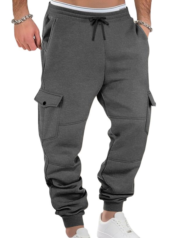 Cargo-Jogginghose mit Fleecefutter für Herren – Lockere Passform, mehrere Taschen, Kordelzug in der Taille, lässig und sportlich für den Winter_voghion.com