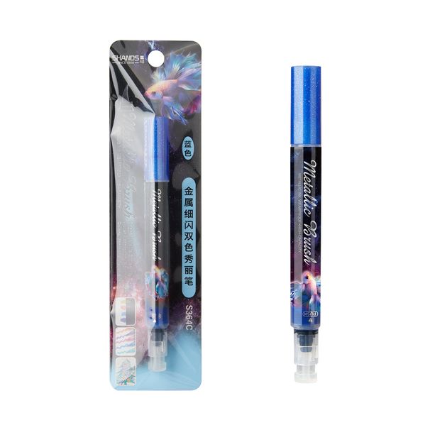 Metallic Glitter Brush Highlighter - Fine Tip For Sketching, Doodling & Note Taking, Smooth Press Mechanism, Vibrant Colors_voghion.com