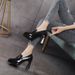 Scarpe col tacco alto in vernice alla moda 2024 primavera autunno all'aperto con tacco spesso in metallo tinta unita, piattaforma impermeabile di alta qualità_voghion.com