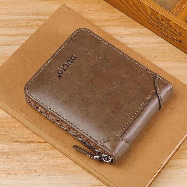 Herenportemonnee Herenportemonnee met rits, korte portemonnee, multifunctionele Koreaanse portemonnee voor heren en dames, kaarthouder, ID-kaart, rijbewijsset, portemonnee_voghion.com