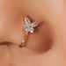 Anneau de clip papillon non perforé à la mode en cuivre incrusté de zircon en forme de U bijoux de piercing pour ongles de nez pour femmes_voghion.com