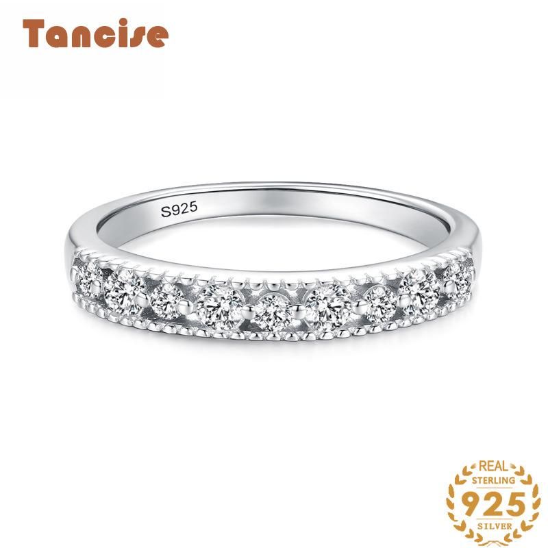 Tancise Anello in argento con zirconi classici Gioielli da donna Promessa di nozze Regalo per feste_voghion.com