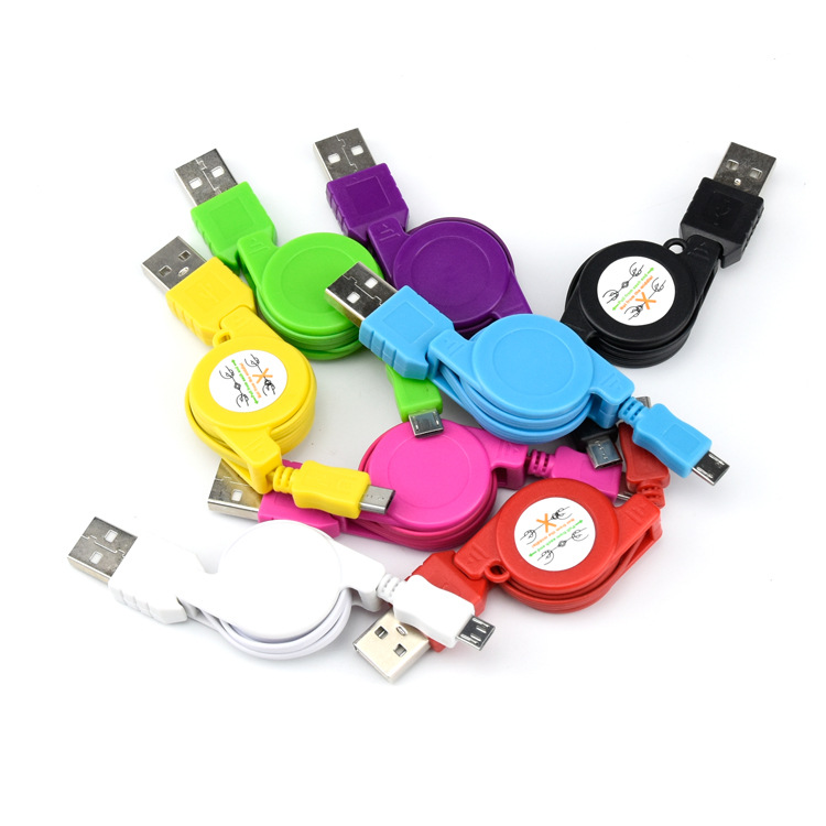 [] Scalable Charging Android Flat Port Data Intelligent Machine Stretching Cable, Micro V8 Color Cable_voghion.com