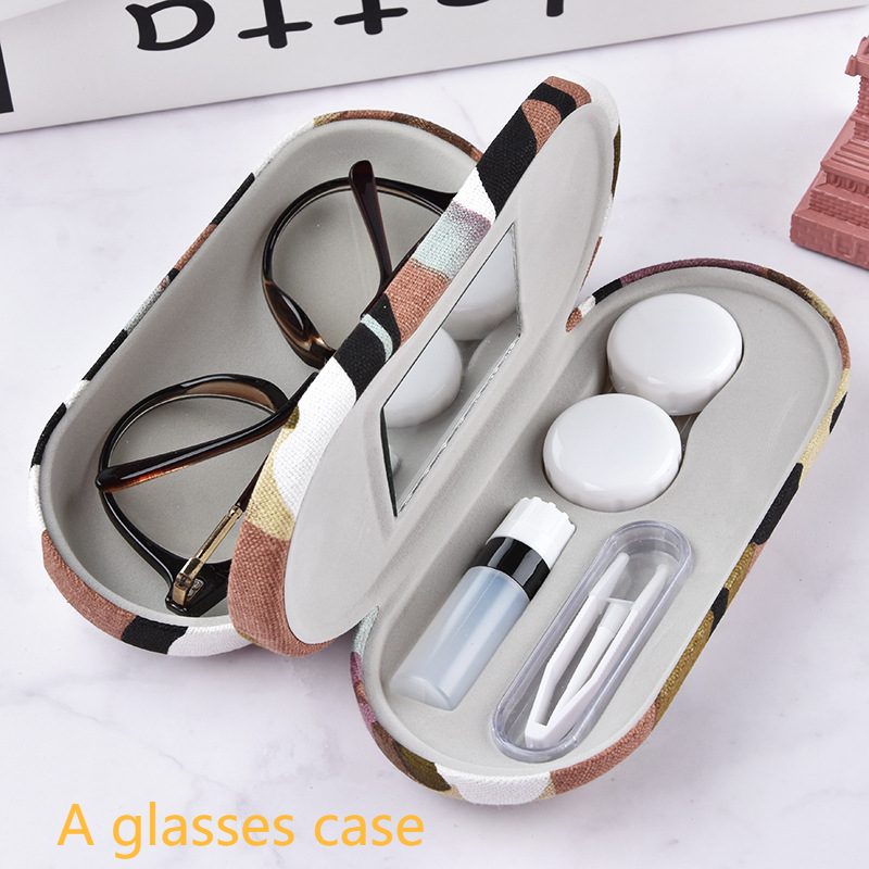 Unisex Camouflage dual-purpose frames Glasses case Contact lens case Manual double-frame myopia lens case Contact lens case_voghion.com