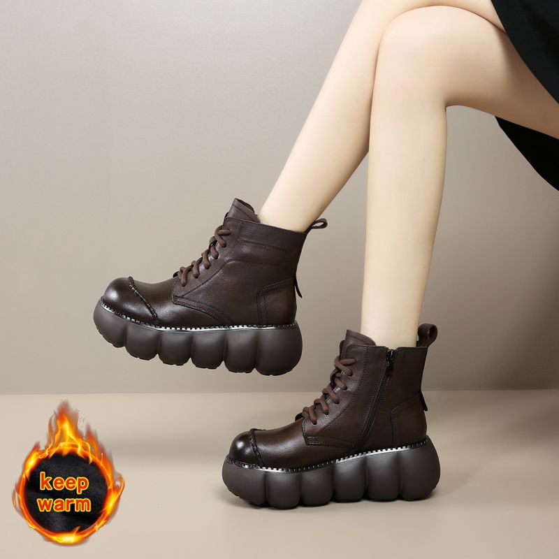 【Hochwertiges Leder】Keep Warm Martens Damenschuhe Herbst/Winter 2025 Neuheit Vielseitige Stiefel mit dickem Absatz aus echtem Leder_voghion.com