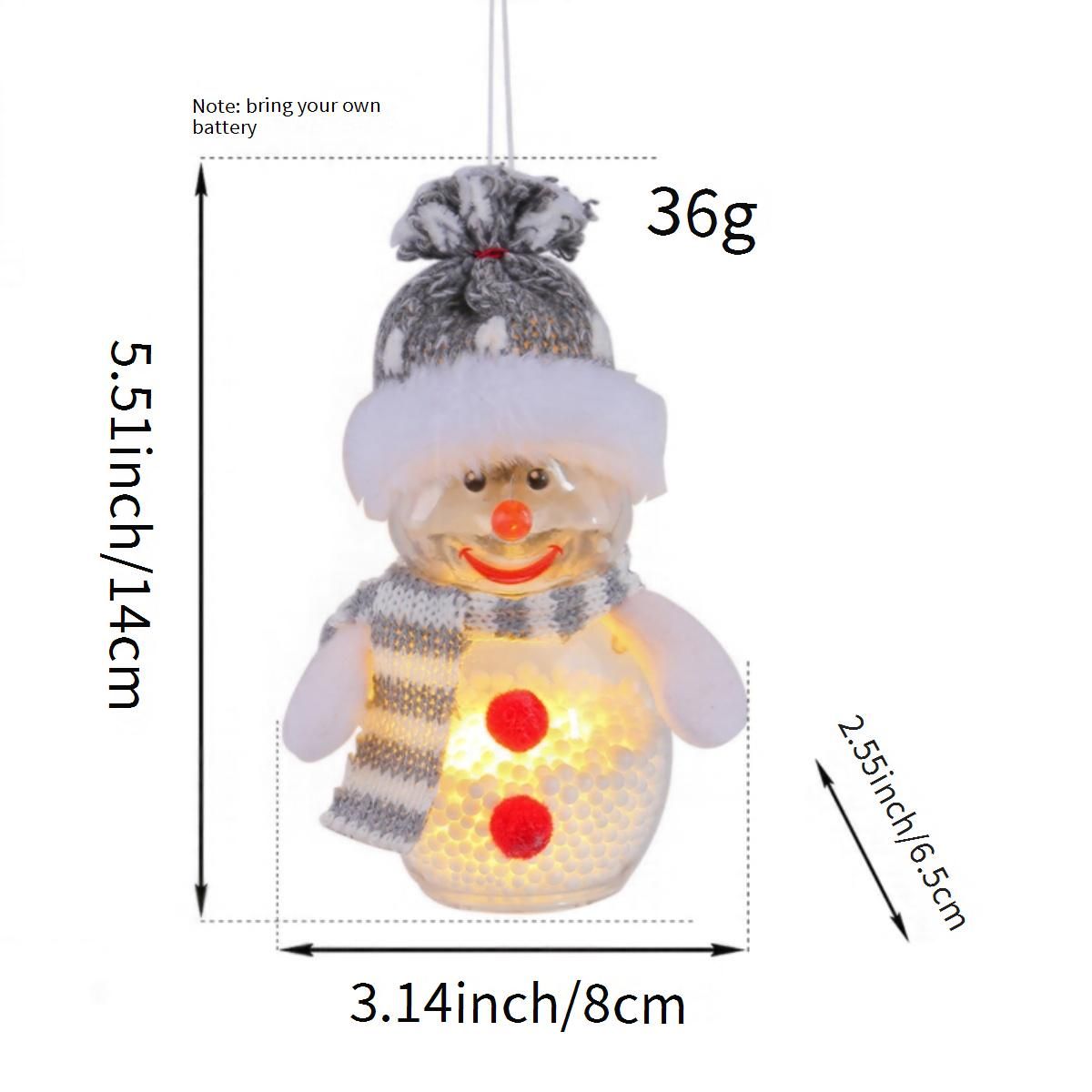 "Decorazione natalizia a forma di pupazzo di neve luminoso con luci a LED - Statuina creativa a forma di pupazzo di neve in barattolo trasparente e ornamento per l'albero di Natale_voghion.com