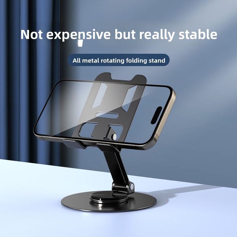Peach Wood Grain Full Metal Phone 360°Rotating Folding Portable Lazy Desktop Stand Universal For Tablets_voghion.com