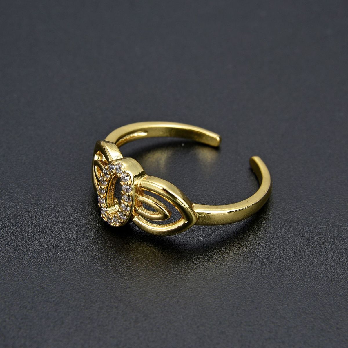 Set di gioielli da donna, nuovo anello alla moda, versatile e alla moda, con zirconi micro intarsiati, semplice anello aperto con fiocco._voghion.com