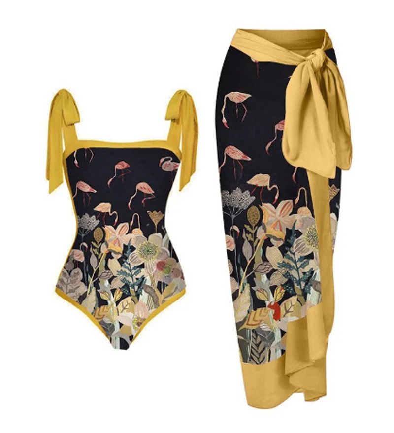 Ropa de mujer Traje de baño de una pieza conservador que cubre el vientre Vacaciones Playa Aguas termales Traje de baño de manga corta Bikini Bikini retro_voghion.com