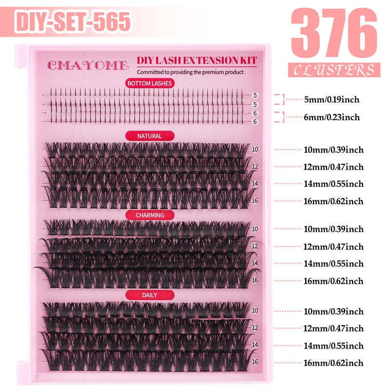 Full - Set False Eyelashes For Upper And Lower Lashes, Individual Cluster With Segmented Design, CD - Curl, Natural And Thick Lashes_voghion.com