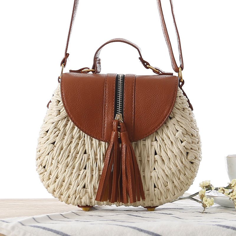 Women's Bags One Piece New Paper Rope Woven Bag Small Fresh Crossbody Woven Bag Beach Vacation Single Shoulder Women's Woven Bag_voghion.com