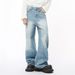 Herrenbekleidung Herbst Neuankömmlinge Retro Multicolor Distressed Weiß Weites Bein Gerade Jeans Trend_voghion.com