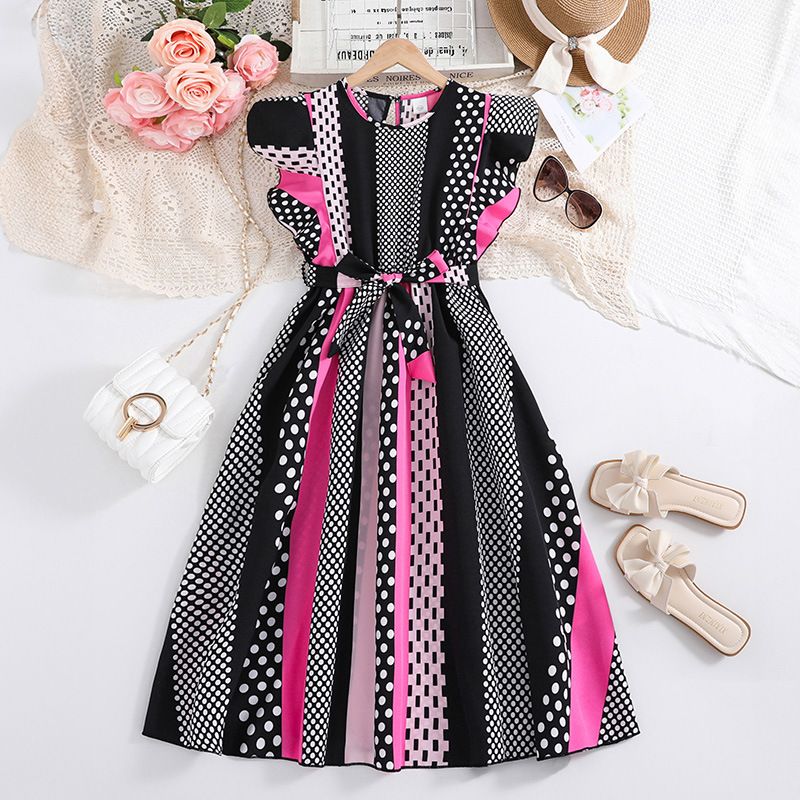 Vêtements d'été pour enfants, nouveau style occidental, patchwork, manches en dentelle, robe pour filles_voghion.com