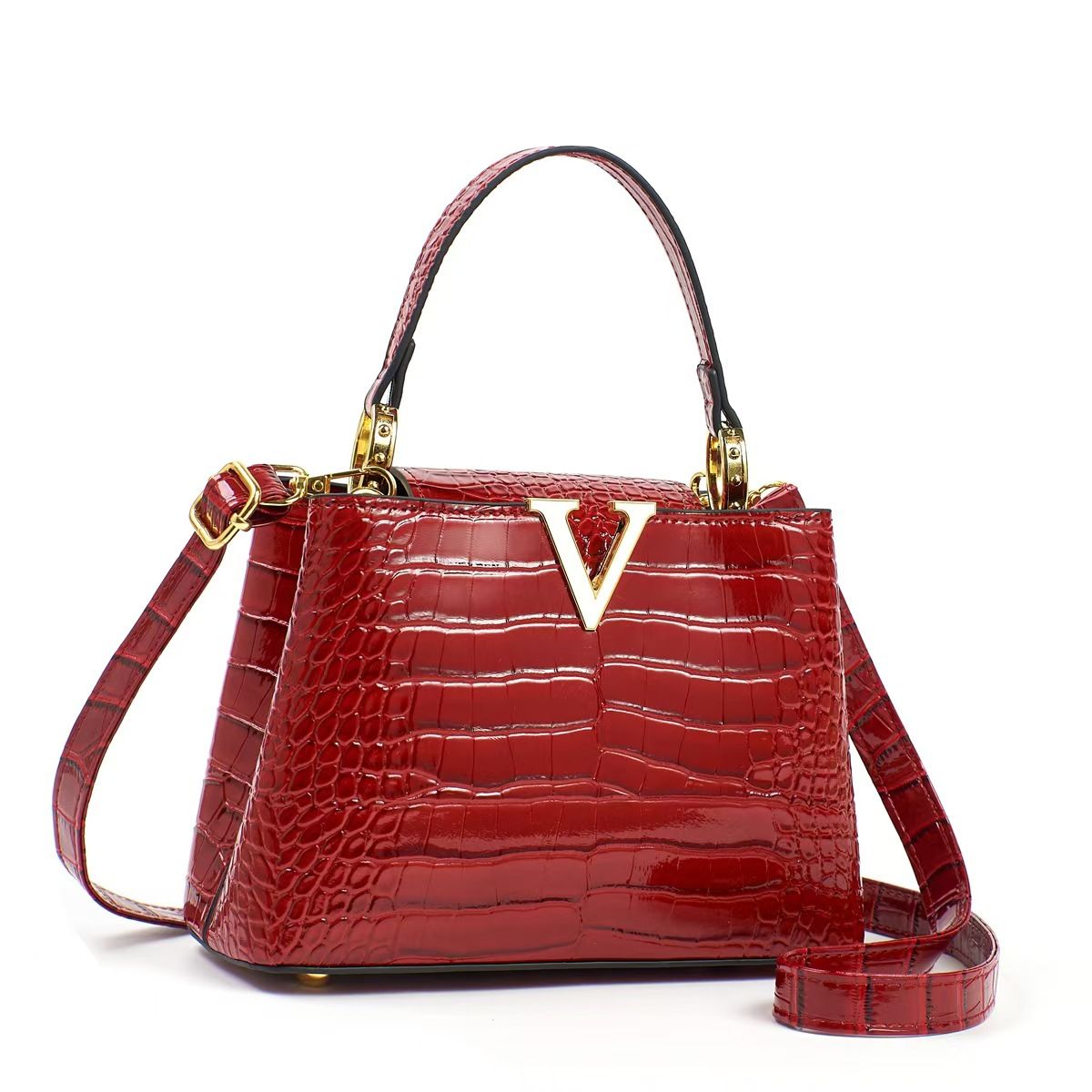 Damhandväska Handväska Damväska med stentryck av hög kvalitet, moderiktig axelremsväska_voghion.com