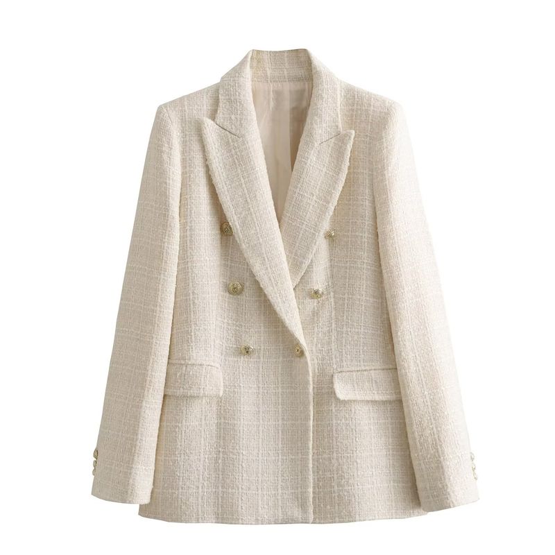 Veste de costume ample texturée et décontractée pour femme_voghion.com
